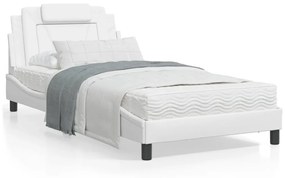 Κρεβάτι με Στρώμα Λευκό 100x200 εκ. από Συνθετικό Δέρμα - Λευκό