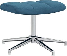 vidaXL Πολυθρόνα Relax Μπλε Βελούδινη με Σκαμπό