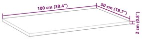 Επιφάνεια Γραφείου Ορθογώνια 100x50x2 εκ. Μασίφ Ξύλο Ακακίας - Καφέ