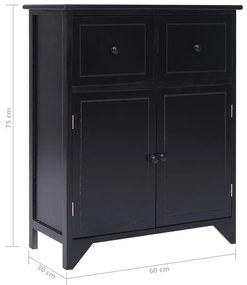 Βοηθητική Συρταριέρα Μαύρη 60x30x75 εκ. από Ξύλο Παυλώνιας - Μαύρο