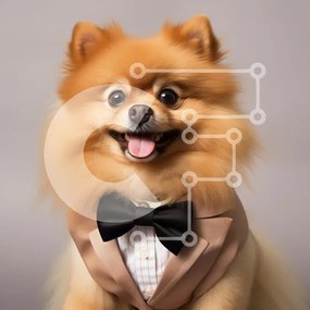 Intra Συλλεκτικό Ξύλινο Παζλ Plywood 4mm - Κομψός σκύλος Pomeranian με επίσημη ενδυμασία Σε Ξύλινο Κουτί - Διαστάσεις: 10x10 cm – 25 κομμάτια