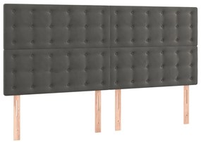 vidaXL Κεφαλάρι Κρεβατιού LED Σκούρο Γκρι 160x5x118/128 εκ. Βελούδινο