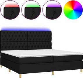 vidaXL Κρεβάτι Boxspring με Στρώμα &amp; LED Μαύρο 200x200 εκ. Υφασμάτινο