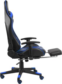 vidaXL Καρέκλα Gaming Περιστρεφόμενη με Υποπόδιο Μπλε PVC