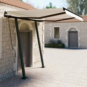 vidaXL Τέντα Συρόμενη Χειροκίνητη με Πασσάλους Κρεμ 3 x 2,5 μ.
