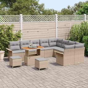vidaXL Σετ Καναπέ Κήπου Ρυθμιζόμενο ύψος 12 pcs Μπεζ συνθετικό ρατάν
