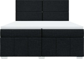 vidaXL Κρεβάτι Boxspring με Στρώμα Μαύρο 200x200 εκ. Υφασμάτινο