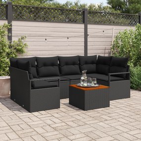 vidaXL Σετ καναπέ κήπου 7 pcs Μαύρο Μεγάλο