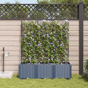vidaXL Γλάστρες Κήπου 1 τεμ Καφασωτό Γκρι 120 x 40 x 142 cm Πλαστικό