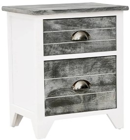 vidaXL Κομοδίνο Γκρι και Λευκό 38 x 28 x 45 εκ. από Ξύλο Παυλώνιας