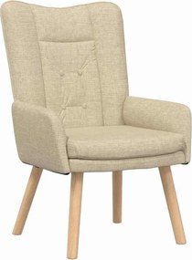 vidaXL Πολυθρόνα Κρεμ 63 x 67 x 94 εκ. Ύφασμα και κόντρα πλακέ