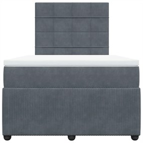 vidaXL Κρεβάτι Boxspring με Στρώμα Σκούρο Γκρι 120x190 εκ. Βελούδινο