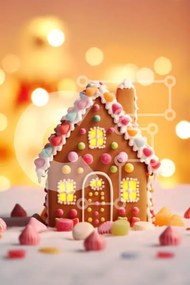 Intra Συλλεκτικό Ξύλινο Παζλ Plywood  4mm - Gingerbread House με πολύχρωμες διακοσμήσεις Σε Ξύλινο Κουτί - Διαστάσεις: 10x10 cm – 25 κομμάτια