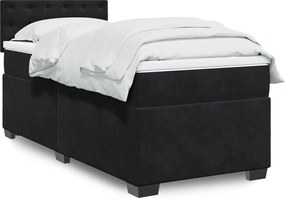 vidaXL Κρεβάτι Boxspring με Στρώμα Μαύρο 100x200 εκ. Βελούδινο