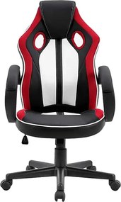 A3950 Μαυρη/Κοκκ/Λευκο Pu Πολυθρονα Γραφειου