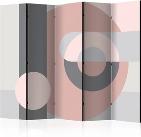 Διαχωριστικό με 5 τμήματα - Geometric Wreath (Pink) II [Room Dividers]