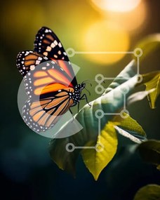 Intra Συλλεκτικό Ξύλινο Παζλ Plywood 4mm - Πεταλούδα μονάρχης σκαρφαλωμένη στο φύλλο Σε Ξύλινο Κουτί - Διαστάσεις: 10x10 cm – 25 κομμάτια