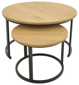 Τραπεζάκι Σαλονιού Revelon σετ 2 τεμ MDF σε Oak χρώμα 80x80x45εκ. 80x80x45 εκ.