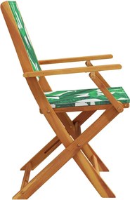 vidaXL Καρέκλες Κήπου 2 τεμ. Σχέδιο Φύλλων Μασίφ Ακακία &amp; Ύφασμα