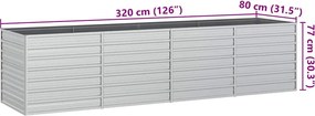 vidaXL Ζαρντινιέρα Υπερυψωμένη Ασημί 320x80x77 εκ. Γαλβανισμ. Χάλυβας