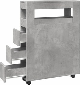 vidaXL Ντουλάπι Μπάνιου Στενό με Ροδάκια Γκρι Σκυρ. Επεξ. Ξύλο