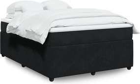 vidaXL Κρεβάτι Boxspring με Στρώμα Μαύρο 140x190 εκ. Βελούδινο