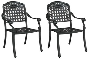 vidaXL Καρέκλα Κήπου 2 pcs Μαύρο 55 x 56.5 x 91εκ Αλουμίνιο