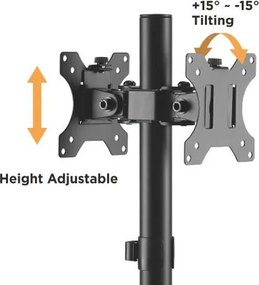 Βάση γραφείου BRATECK LDT40-G02 για 2 οθόνες 17"-32"
