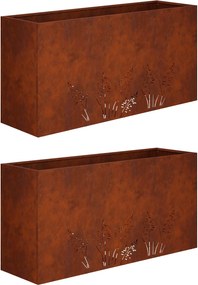 vidaXL Γλάστρα Κήπου 2 τμχ. Σκ rusty 100 x 20 x 49 εκ
