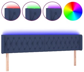 vidaXL Κεφαλάρι Κρεβατιού LED Μπλε 183x16x78/88 εκ. Υφασμάτινο