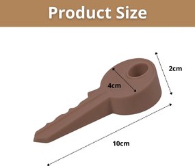 Σφήνα Πόρτας από Εύκαμπτο Πλαστικό 10x4x2cm Σχήμα Κλειδί - Καφέ