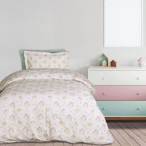 Σεντόνια Παιδικά 4919 (Σετ 3τμχ) White-Pink-Mint Das Home Single 170x240cm 100% Cotton