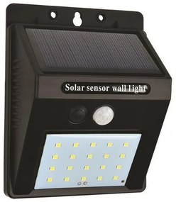 Απλίκα με Ηλιακό Panel &amp; ΑνιχΚίνησης 6500Κ ABS Μαύρο 145-20810 Eurolamp-145-20810-Μαύρο 145-20810