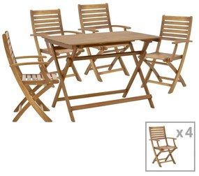 Gorbo-Jaybo dining table set of 5 folding natural solid acacia wood 100x65x72cm 100x65x72 εκ.