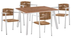 ΣΕΤ ΤΡΑΠΕΖΑΡΙΑ 5ΤΜΧ ΜΕ ΤΡΑΠΕΖΙ POLYWOOD 120Χ80 &amp; ΠΟΛΥΘΡΟΝΕΣ ΛΕΥΚΕΣ HM11427