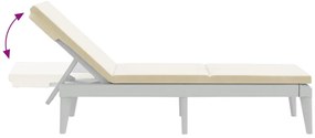 vidaXL Ξαπλώστρα με Μαξιλάρι Λευκή 186 x 60 x 29 από Πολυπροπυλένιο
