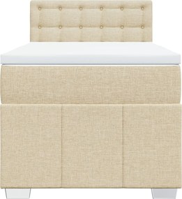 vidaXL Κρεβάτι Boxspring με Στρώμα Κρεμ 90x190 εκ.Υφασμάτινο