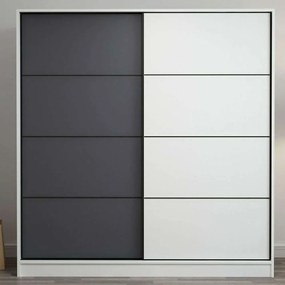 Ντουλάπα Δίφυλλη Kale 506MNR2525 180x60x190cm White-Anthracite Δίφυλλη