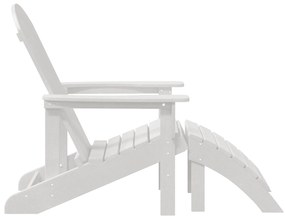 vidaXL Καρέκλα Adirondack με Υποπόδιο Λευκή HDPE