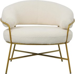 Πολυθρόνα Malu μπουκλέ κρεμ-πόδι χρυσό μέταλλο 84x79x76εκ 84x79x76 εκ.