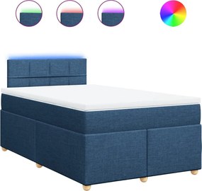 vidaXL Κρεβάτι Boxspring με Στρώμα Μπλε 120x190 εκ. Υφασμάτινο
