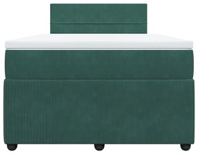 Κρεβάτι Boxspring με Στρώμα Σκούρο Πράσινο 120x190εκ. Βελούδινο - Πράσινο