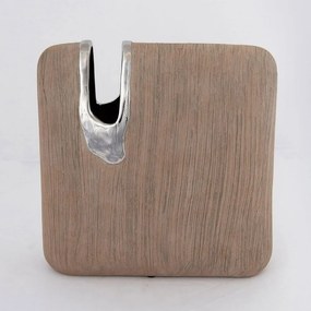 Βάζο Κεραμικό 752-20384 25,5x9x25,5cm Brown-Silver Estheti Home Κεραμικό