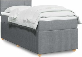 vidaXL Κρεβάτι Boxspring με Στρώμα Ανοιχτό Γκρι 90x190 εκ. Υφασμάτινο