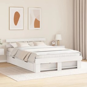 vidaXL Σκελετός Κρεβατιού Λευκό 140 x 200 cm Μασίφ ξύλο πεύκου