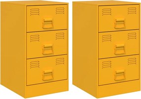vidaXL Κομοδίνα 2 τεμ. Μουσταρδί 34,5x39x62 εκ. από Χάλυβα