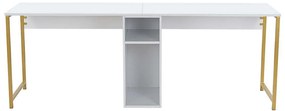 Γραφείο - Σταθμός Εργασίας 2 Θέσεων Twin 241NRD1105 240x60x74cm White-Gold
