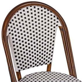 ΚΑΡΕΚΛΑ BISTRO ΑΛΟΥΜΙΝΙΟΥ BAMBOO LOOK ΜΕ ΛΕΥΚΟ-ΜΑΥΡΟ RATTAN HM5566.01 45x54x90Υεκ. (1 Τεμμάχια)