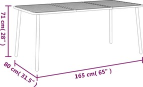 vidaXL Τραπέζι Κήπου Ανθρακί 165x80x71 εκ. Ατσάλινο
