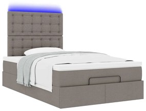 vidaXL Οθωμανικό κρεβάτι με στρώμα & LEDs Taupe 120x200cm ύφασμα